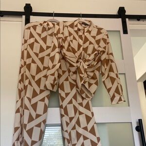 Stylish Brown Geometric Women's Jumpsuit